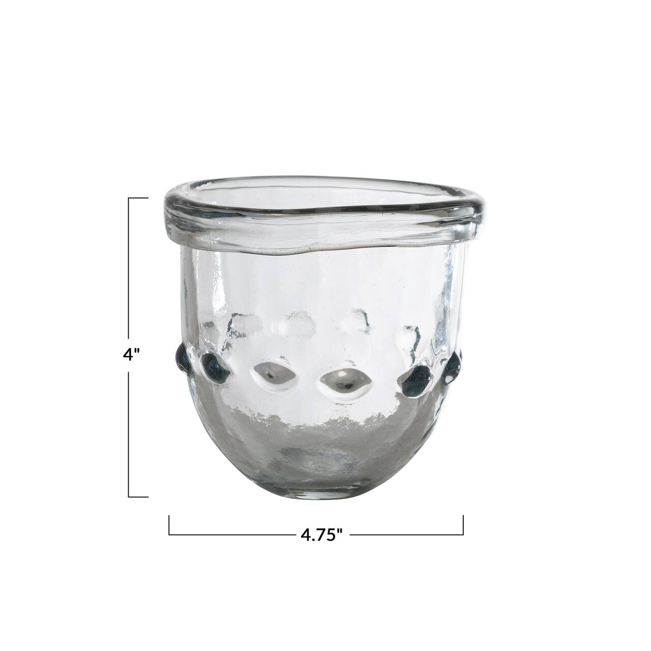 Hello Honey® 4" Clear Organically Shaped Embossed Glass Votive Holder